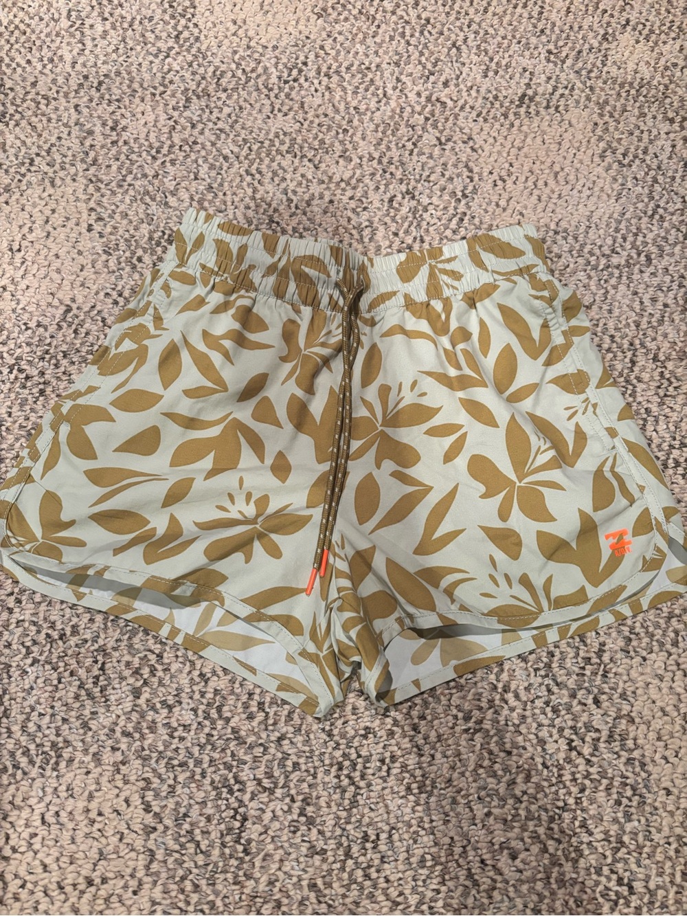 Billabong Light Green and Mustard Floral Women's Shorts